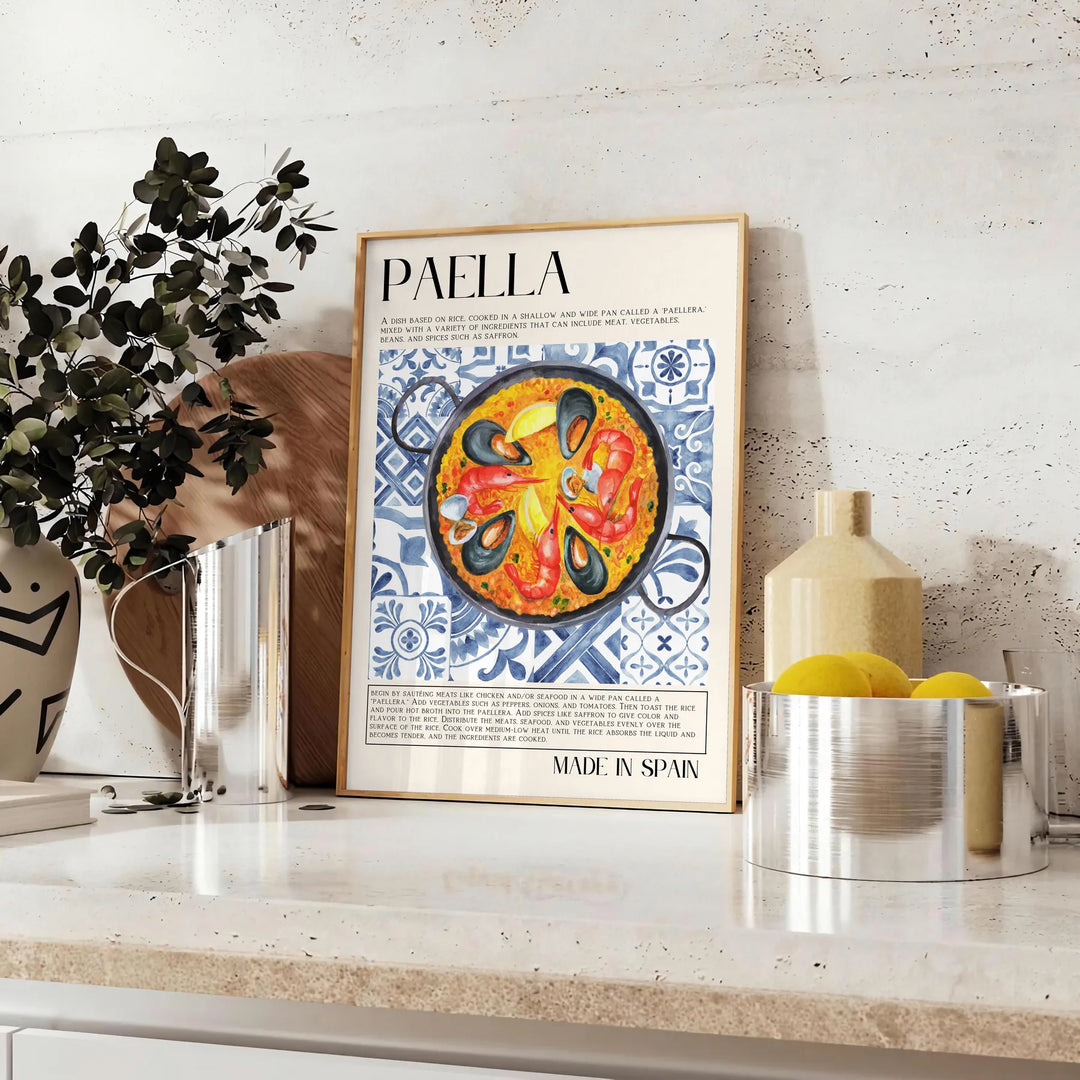 Paella Kitchen Art 1 Travel Poster High Quality Frame Premium Print Home Decor Color