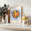 splash flavor space vibrant Paella Kitchen Art Poster warm orange crisp white captivating wall artwork ideal gift culinary lovers various sizes A4 cm A0 room