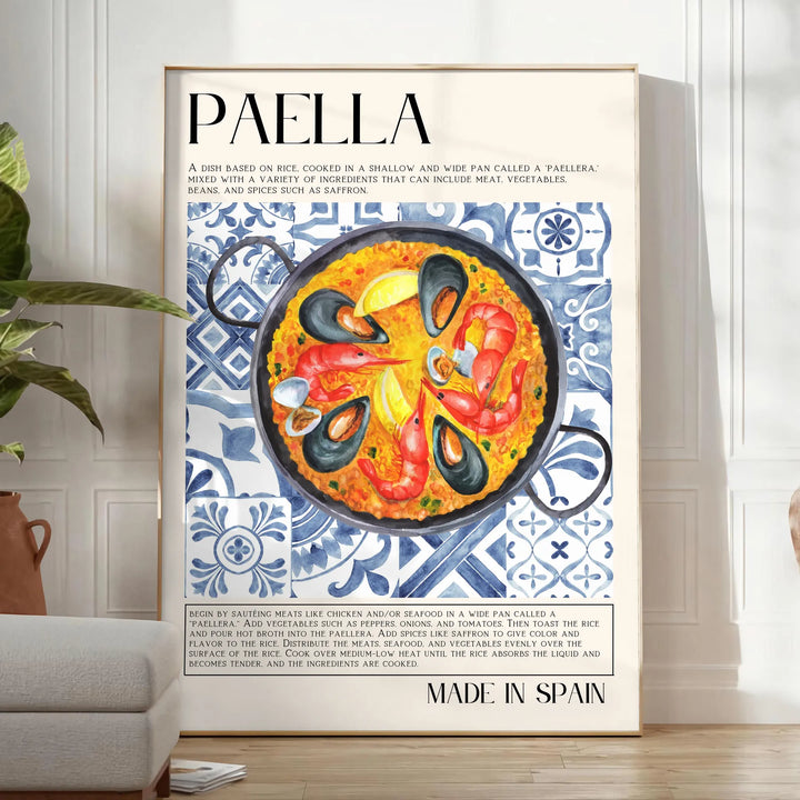 Paella Kitchen Art 1 Travel Poster High Quality Frame Premium Print Home Decor Color