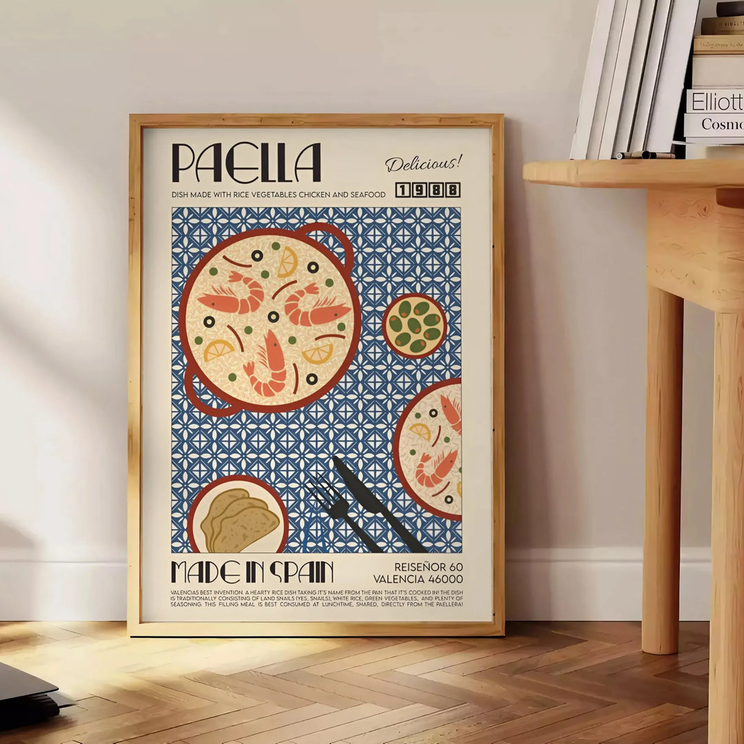 Paella Kitchen Art Travel Poster High Quality Frame Premium Print Home Decor Color