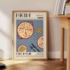 kitchen decor vibrant Paella Art Poster rich shades gray orange unique wall splash culinary inspiration space perfect gift style