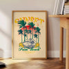 nostalgia Palm Beach Miami vintage travel poster vibrant blue orange hues charming artwork perfect wall art thoughtful gift essence retro decor framed masterpiece unframed print