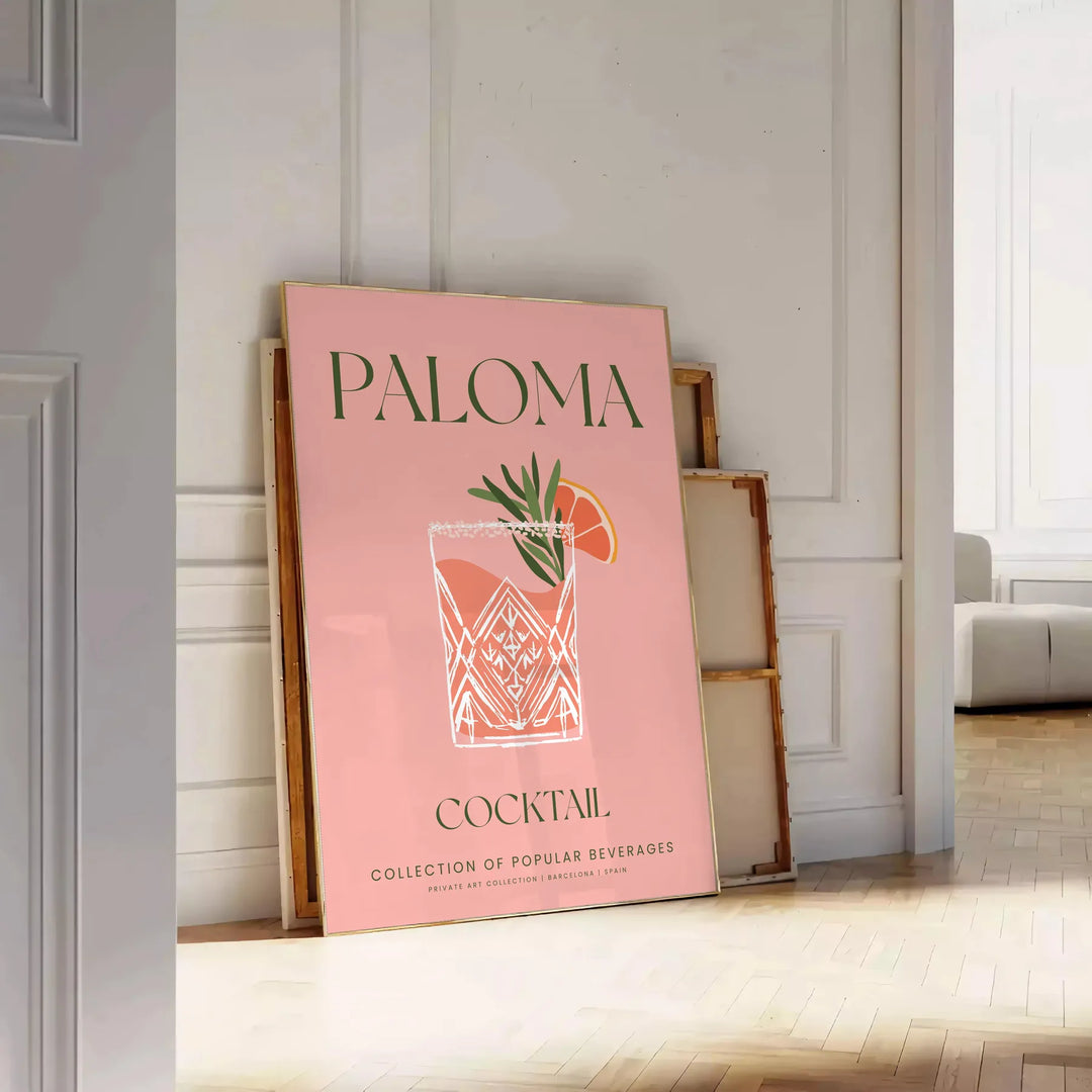 Paloma Cocktail Art Print Travel Poster High Quality Frame Premium Print Home Decor Color