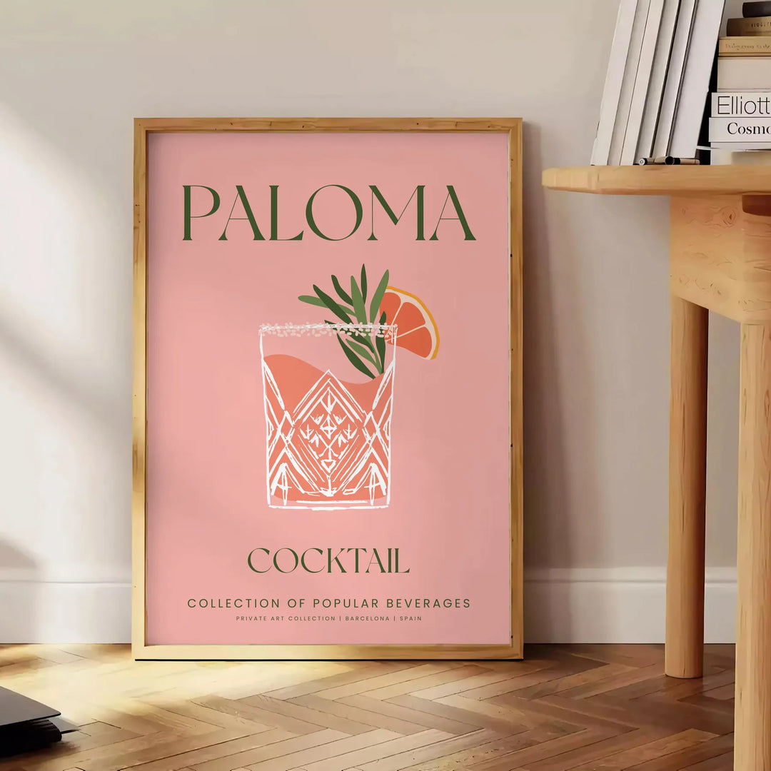 Paloma Cocktail Art Print Travel Poster High Quality Frame Premium Print Home Decor Color