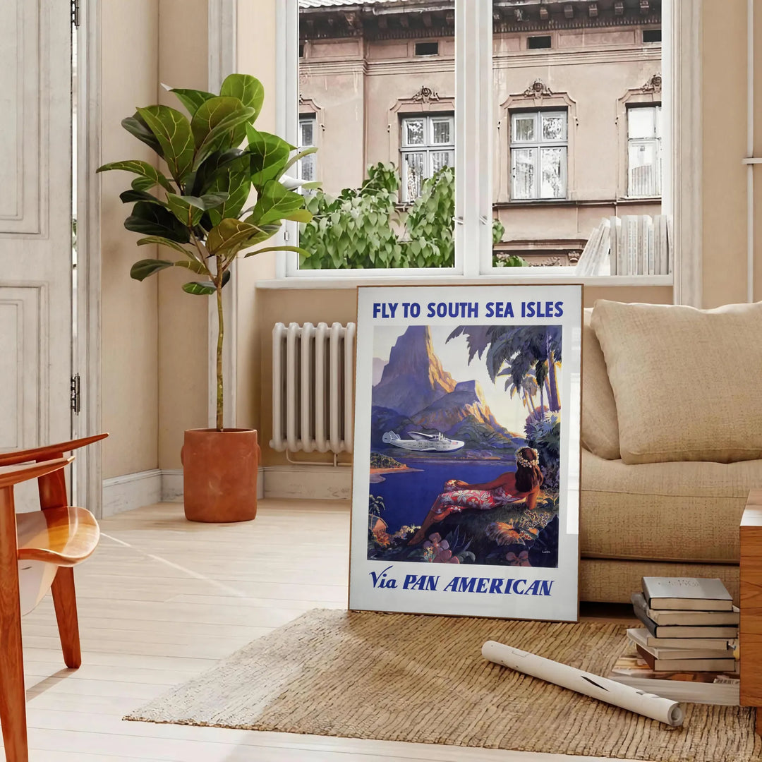 Pan American Travel Poster Print Travel Poster High Quality Frame Premium Print Home Decor Color