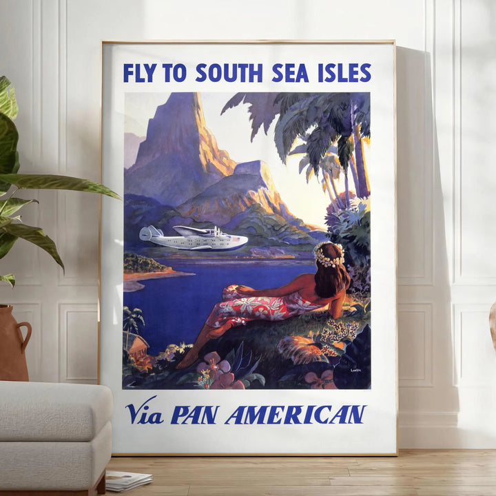 Pan American Travel Poster Print Travel Poster High Quality Frame Premium Print Home Decor Color