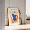 vibrant papier découpé poster bold orange blue hues captivating wall art perfect gift dynamic touch space decor unique artwork available