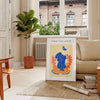 vibrant papier découpé poster bold orange blue hues captivating wall art perfect gift dynamic touch space decor unique artwork available