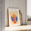 affiche Papier Découpés un vibrant mélange orange bleu espace cadeau unique poster artistique disponible encadrement