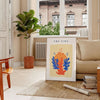 affiche Papier Découpés un vibrant mélange orange bleu espace cadeau unique poster artistique disponible encadrement