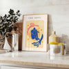 space papier découpés poster dynamic gray orange hues wall art unique gift artwork stylish touch room sizes A4 cm A0 splash color today