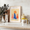 space vibrant papier découpés poster bold orange blue hues wall art unique gift artwork touch creativity room ready decor