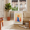 space vibrant papier découpés poster bold orange blue hues wall art unique gift artwork touch creativity room ready decor