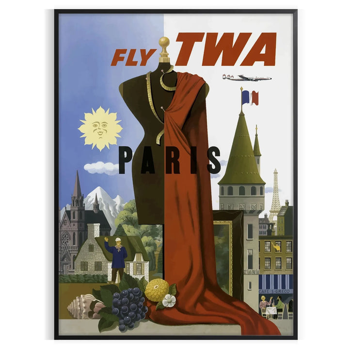 Paris Fly Twa Affiche de voyage Art mural 