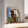space stunning Paris Fly TWA travel poster vibrant black green hues wall art unique gift captivating artwork timeless allure unframed options