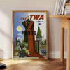 space stunning Paris Fly TWA travel poster vibrant black green hues wall art unique gift captivating artwork timeless allure unframed options