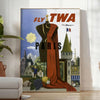 space stunning Paris Fly TWA travel poster vibrant black green hues wall art unique gift captivating artwork timeless allure unframed options