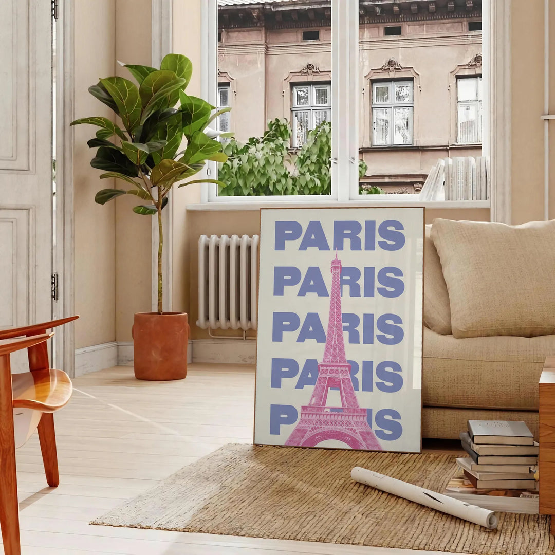 Paris Graphic Wall Art Travel Poster High Quality Frame Premium Print Home Decor Color