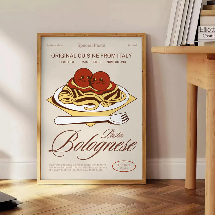 Pasta Bolognese Kitchen Print Travel Poster High Quality Frame Premium Print Home Decor Color