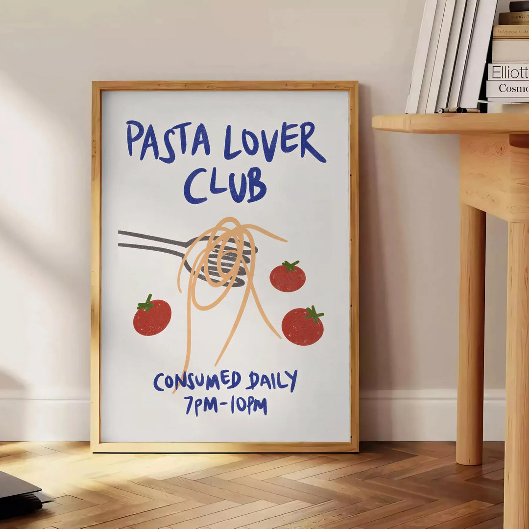 Pasta Lover Club Kitchen Poster Travel Poster High Quality Frame Premium Print Home Decor Color