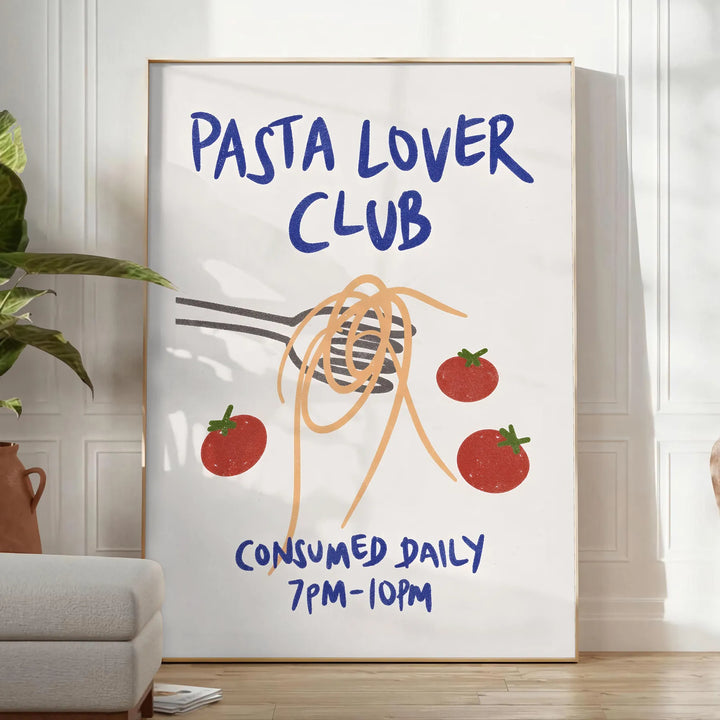 Pasta Lover Club Kitchen Poster Travel Poster High Quality Frame Premium Print Home Decor Color