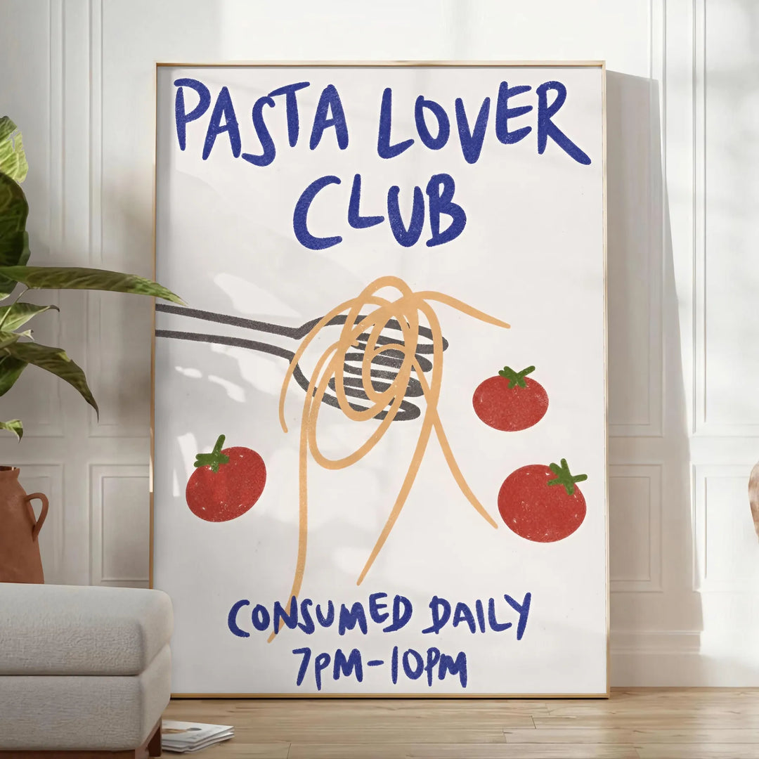 Pasta Lover Club Kitchen Print Travel Poster High Quality Frame Premium Print Home Decor Color