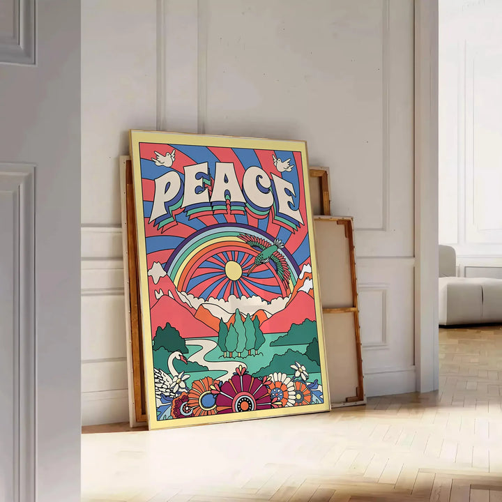 Peace Groovy Art Travel Poster High Quality Frame Premium Print Home Decor Color