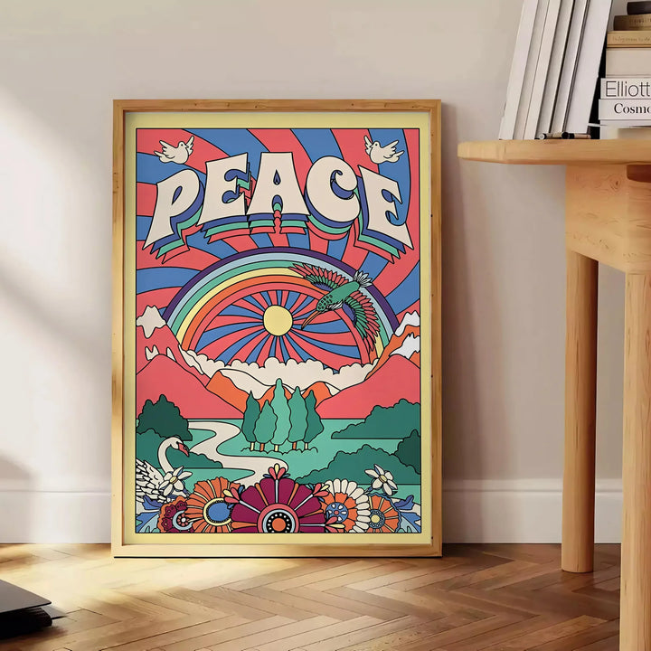 Peace Groovy Art Travel Poster High Quality Frame Premium Print Home Decor Color