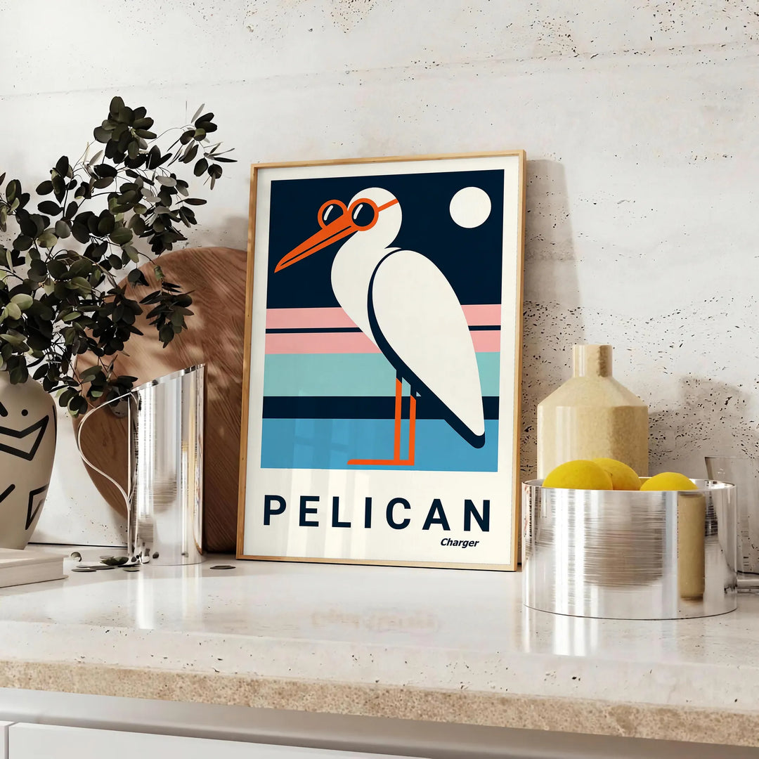 Pelican Print 1 Travel Poster High Quality Frame Premium Print Home Decor Color