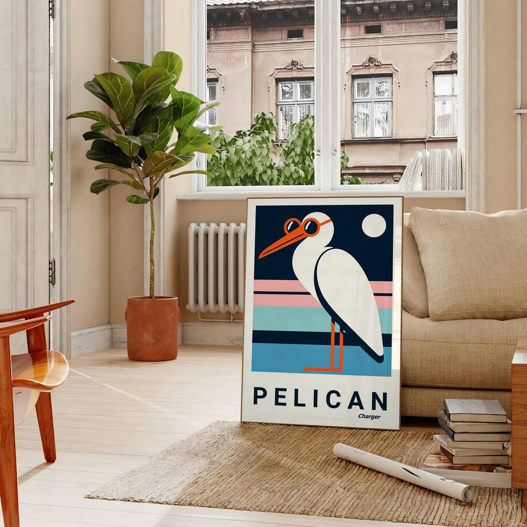 Pelican Print 1 Travel Poster High Quality Frame Premium Print Home Decor Color