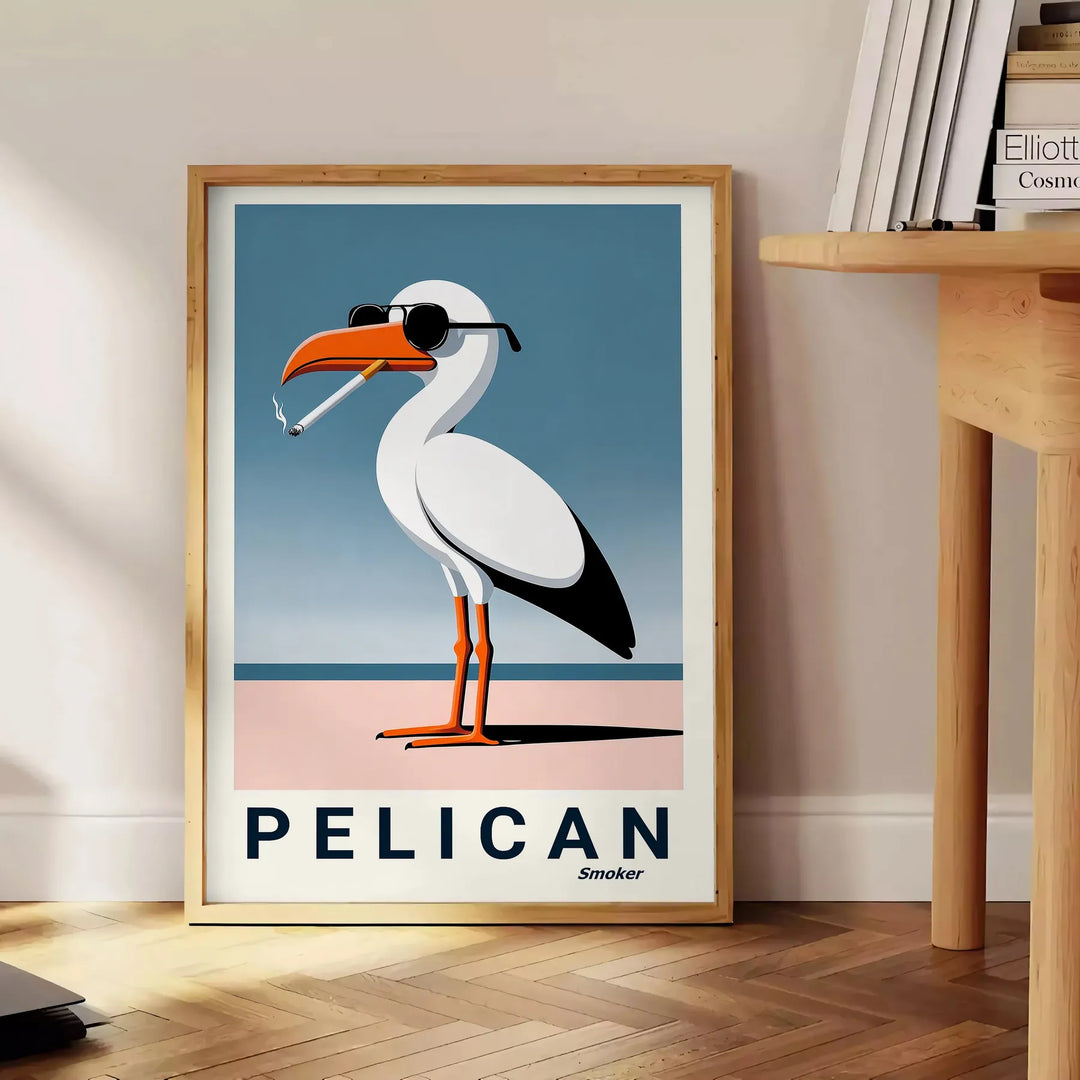 Pelican Print Travel Poster High Quality Frame Premium Print Home Decor Color