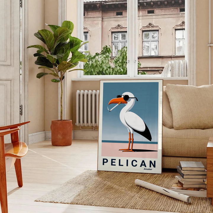 Pelican Print Travel Poster High Quality Frame Premium Print Home Decor Color