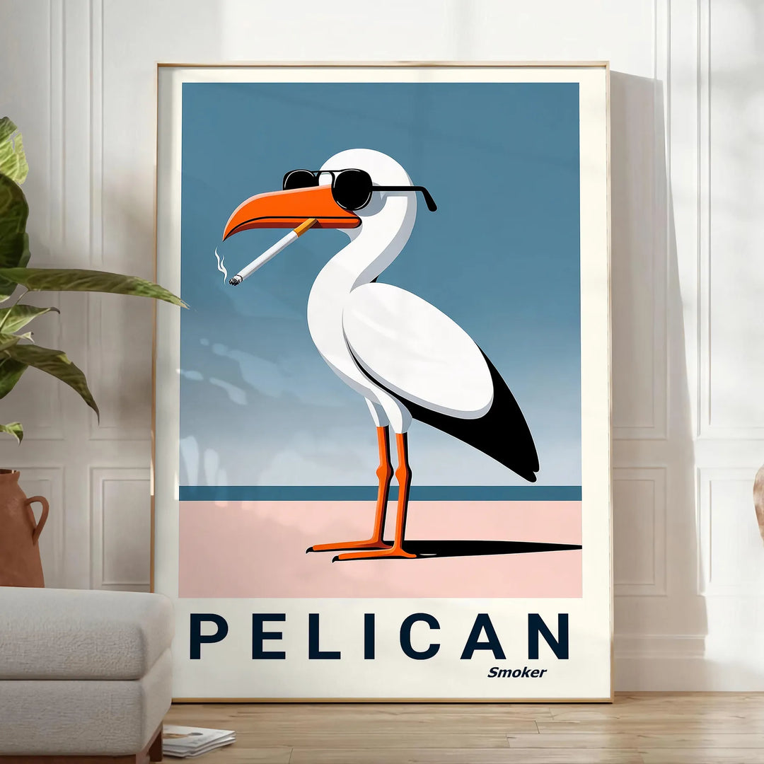 Pelican Print Travel Poster High Quality Frame Premium Print Home Decor Color