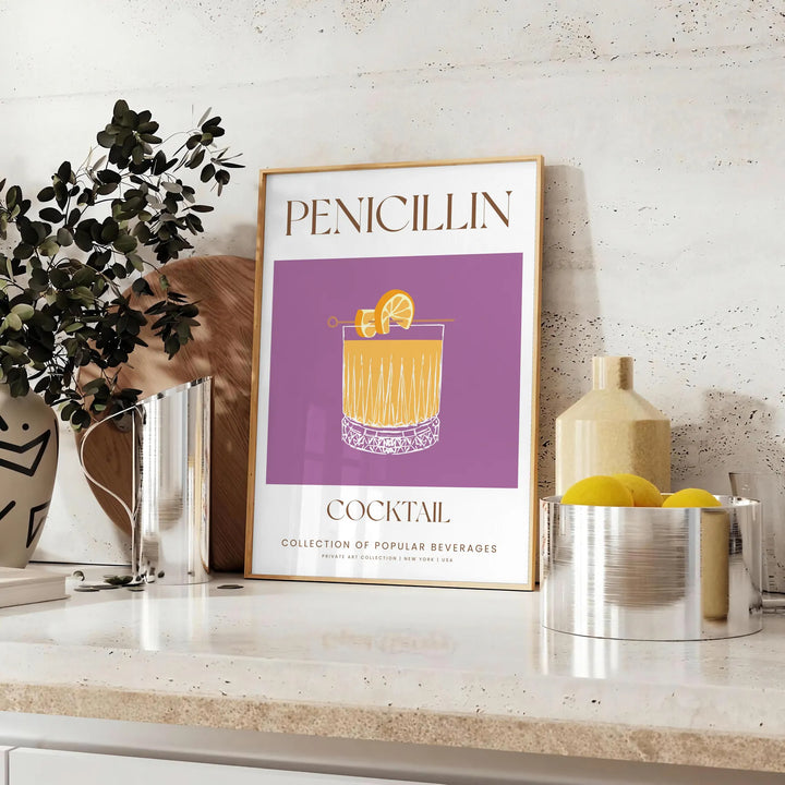 Penicillin Cocktail Art Travel Poster High Quality Frame Premium Print Home Decor Color