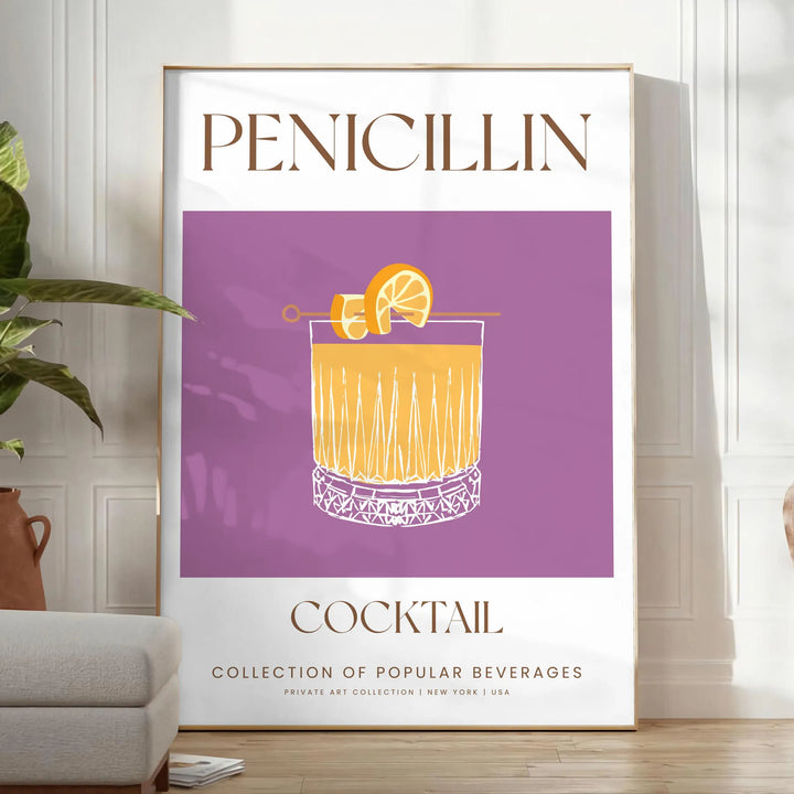 Penicillin Cocktail Art Travel Poster High Quality Frame Premium Print Home Decor Color