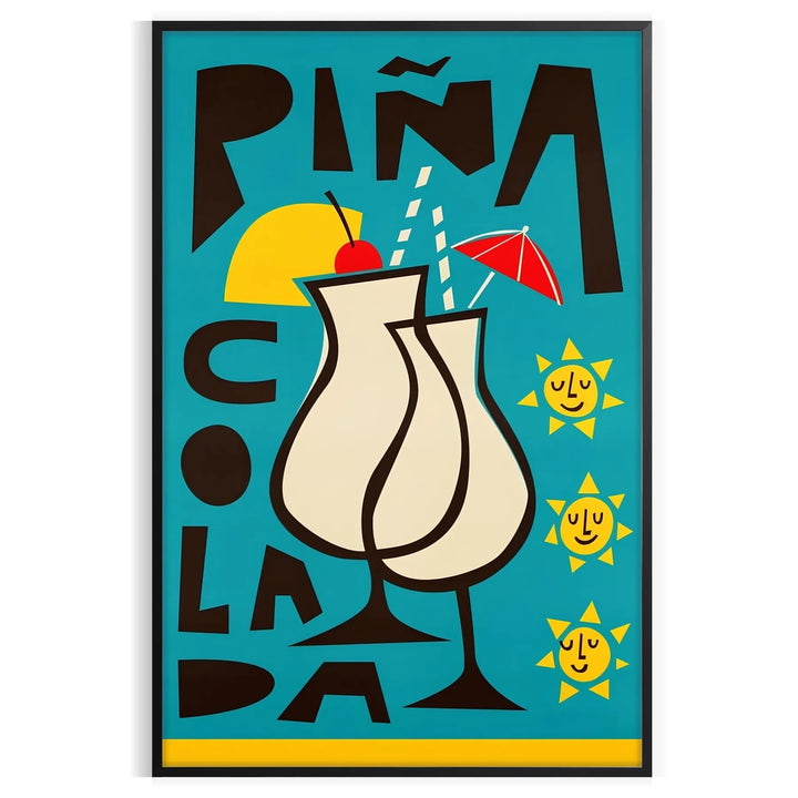 Pina Coloada Cocktail Print Travel Poster High Quality Frame Premium Print Home Decor Color