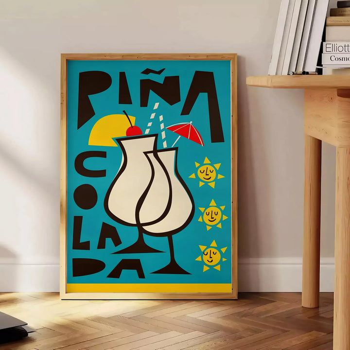 Pina Coloada Cocktail Print Travel Poster High Quality Frame Premium Print Home Decor Color