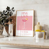 Affiche vibrante thème cocktail Pink Lady nuances éclatantes orange rose cadeau idéal amateurs mixologie intérieur préférences