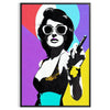 vibrant touch space pop woman poster bold orange purple hues wall art unique gift artwork room various print sizes A4 cm A0 decor today