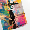 space vibrant pop art poster bold green blue hues striking wall piece unique gift artwork modern flair room unframed options convenience
