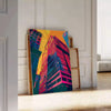 space vibrant pop art poster dynamic blend orange blue hues stylish wall unique gift eye piece splash color room A4 cm A0 sizes