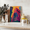 space vibrant pop art poster dynamic blend orange blue hues stylish wall unique gift eye piece splash color room A4 cm A0 sizes