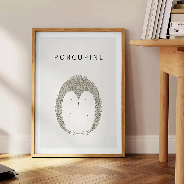 Porcupine Animal Wall Print Travel Poster High Quality Frame Premium Print Home Decor Color