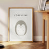 captivating charm gray white porcupine poster exquisite piece wall art touch nature room perfect gift wildlife enthusiasts multiple sizes A4 cm A0