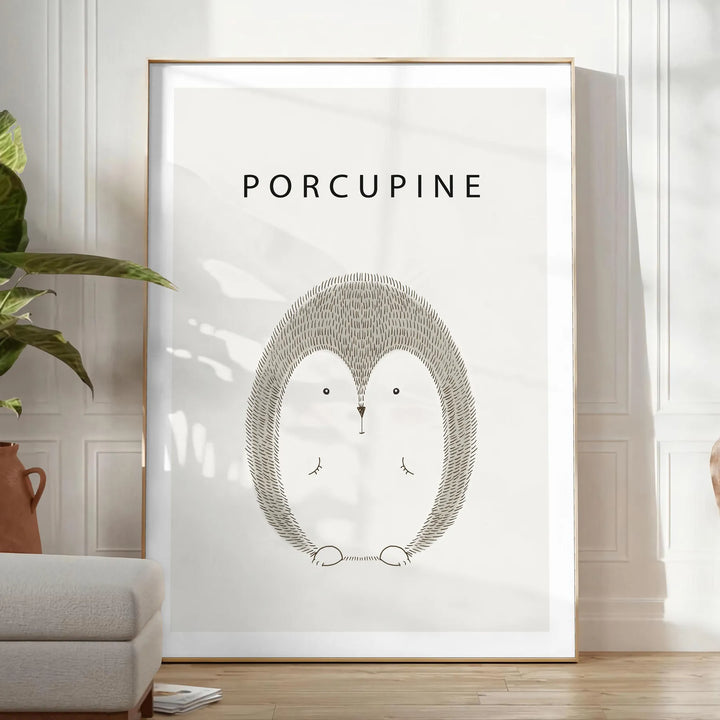 Porcupine Animal Wall Print Travel Poster High Quality Frame Premium Print Home Decor Color