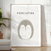 captivating charm gray white porcupine poster exquisite piece wall art touch nature room perfect gift wildlife enthusiasts multiple sizes A4 cm A0