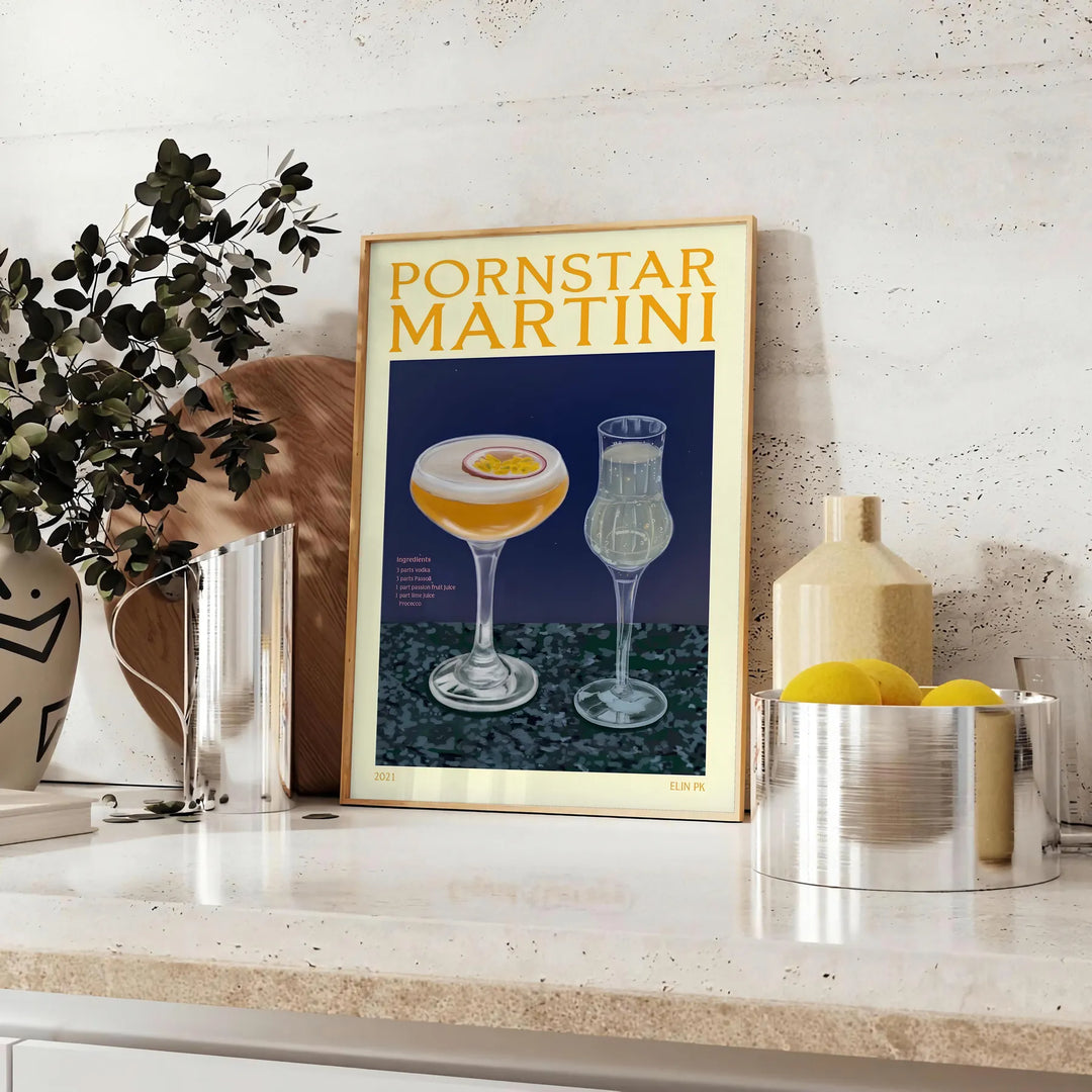 Pornstar Martini Cocktail Print Travel Poster High Quality Frame Premium Print Home Decor Color