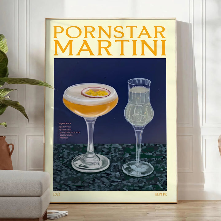 Pornstar Martini Cocktail Print Travel Poster High Quality Frame Premium Print Home Decor Color