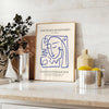 world Portraits Imaginaires Maximalist striking poster bold blue white hues setting artwork unique gift stunning addition wall art collection