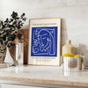 allure Portraits Imaginaires maximalist poster blue white hues captivating piece wall art perfect gift space stunning print décor unique artwork